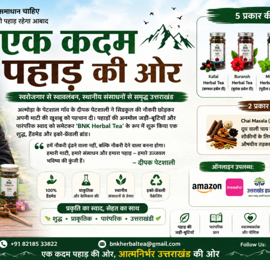 एक कदम पहाड़ की ओर: अल्मोड़ा के दीपक पेटशाली ने ‘BNK Herbal Tea’ से पेश की रिवर्स माइग्रेशन और पर्यावरण संरक्षण की अनूठी मिसाल
